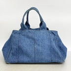 Prada Handbag Canapa Denim Navy Gold — view 9