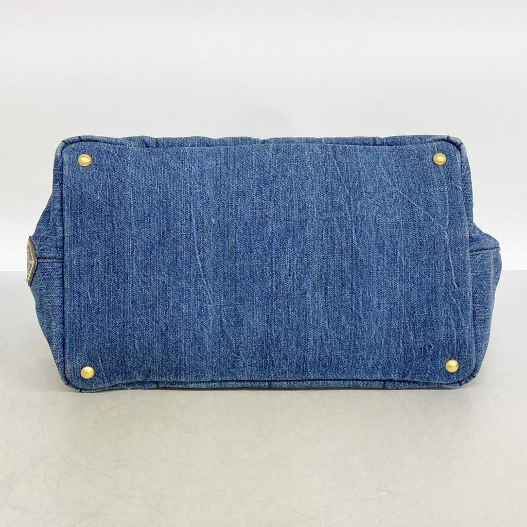 Prada Handbag Canapa Denim Navy Gold — view 3