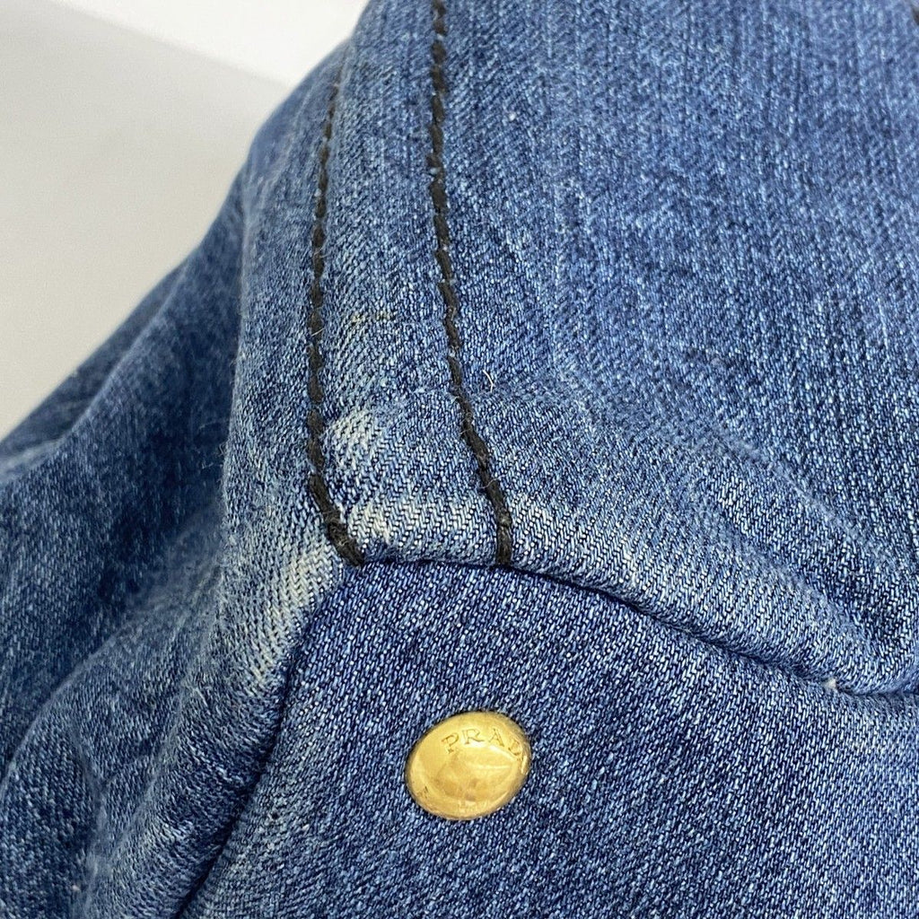 Prada Handbag Canapa Denim Navy Gold — view 7
