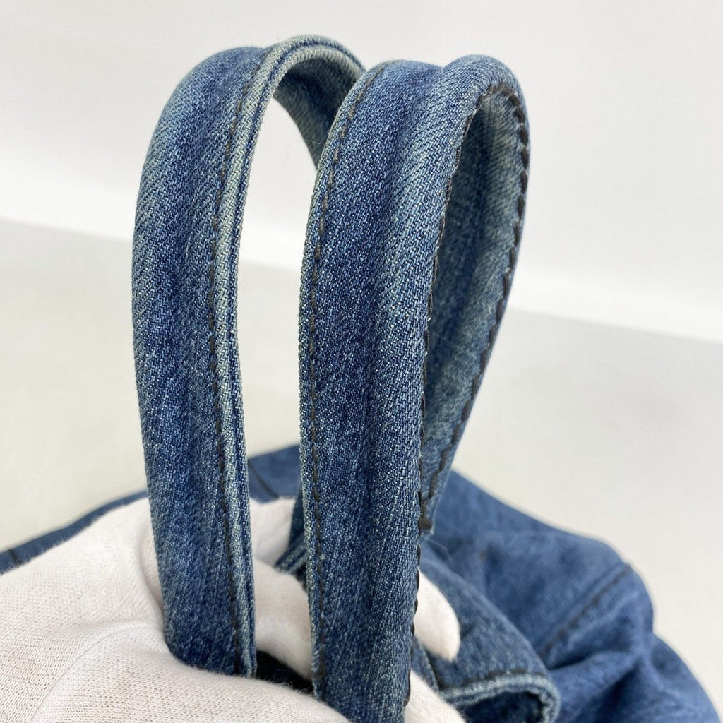 Prada Handbag Canapa Denim Navy Gold — view 8