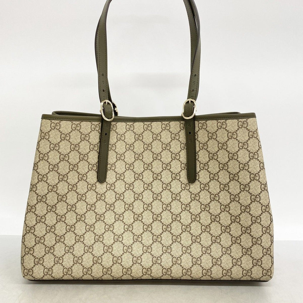 Gucci Tote GG Emblem Brown Moss Green Champagne Gold — view 6