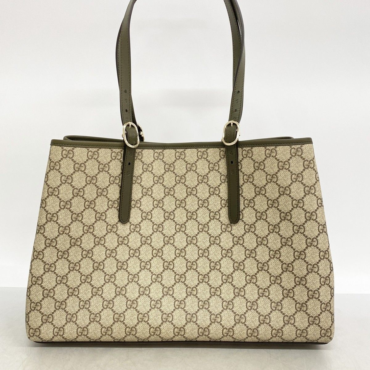 Gucci Tote GG Emblem Brown Moss Green Champagne Gold — view 6