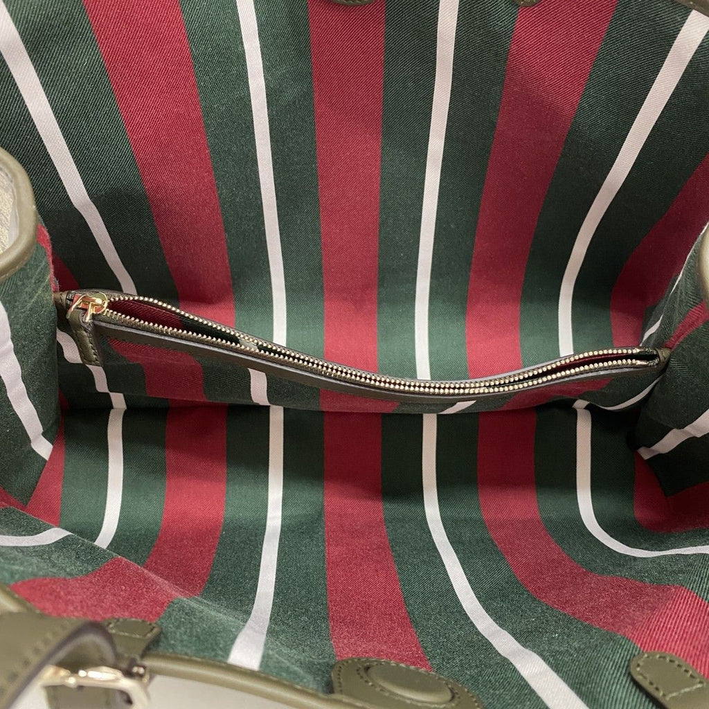 Gucci Tote GG Emblem Brown Moss Green Champagne Gold — view 4