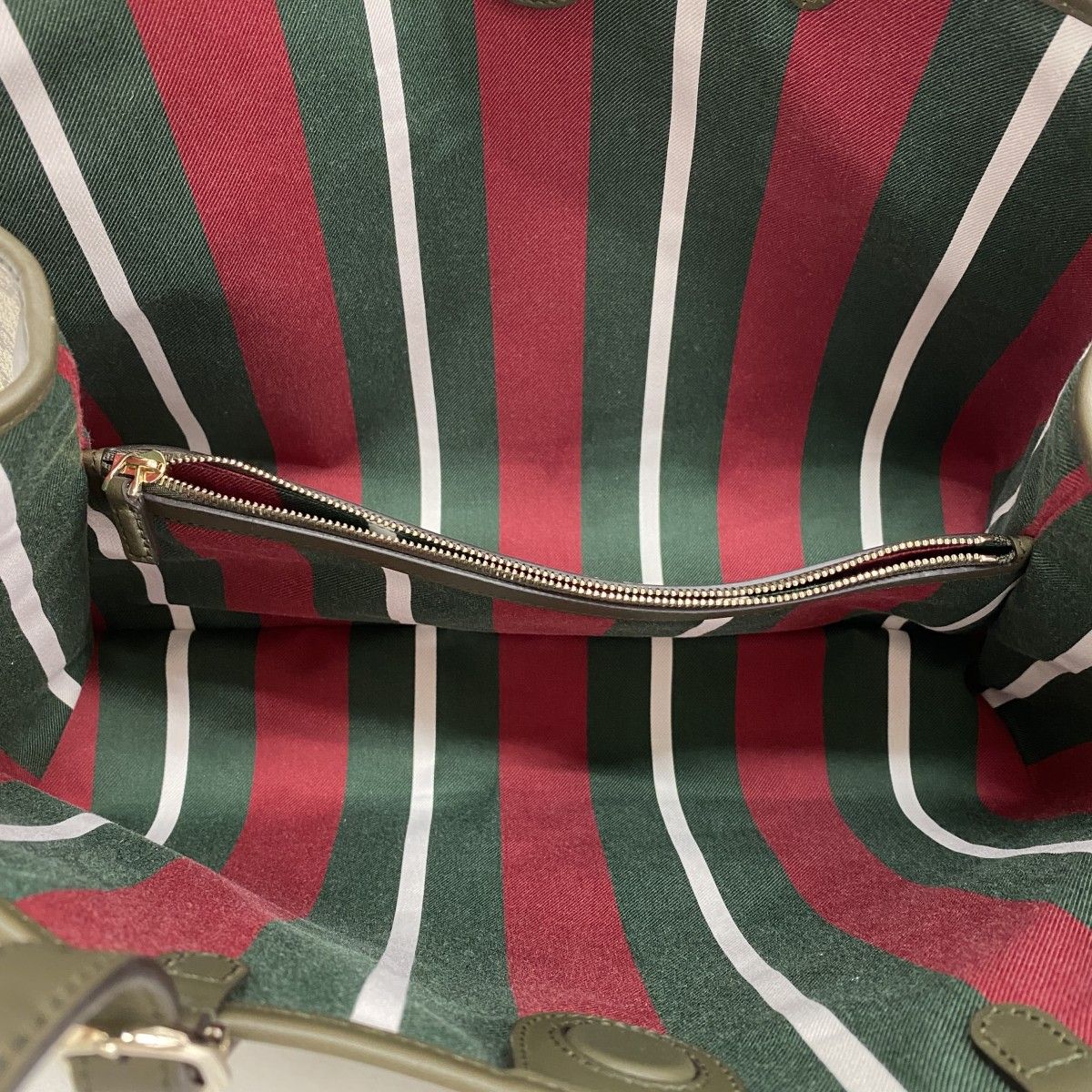 Gucci Tote GG Emblem Brown Moss Green Champagne Gold — view 4
