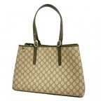Gucci Tote GG Emblem Brown Moss Green Champagne Gold