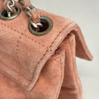 Chanel Shoulder Bag Chocolate Suede Pink Silver — view 7