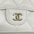 Chanel Trifold Wallet Quilted Caviar Leather White Champagne Gold — view 7