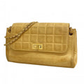 Chanel Shoulder Bag 2.55 Choco Bar Lambskin Light Brown Gold