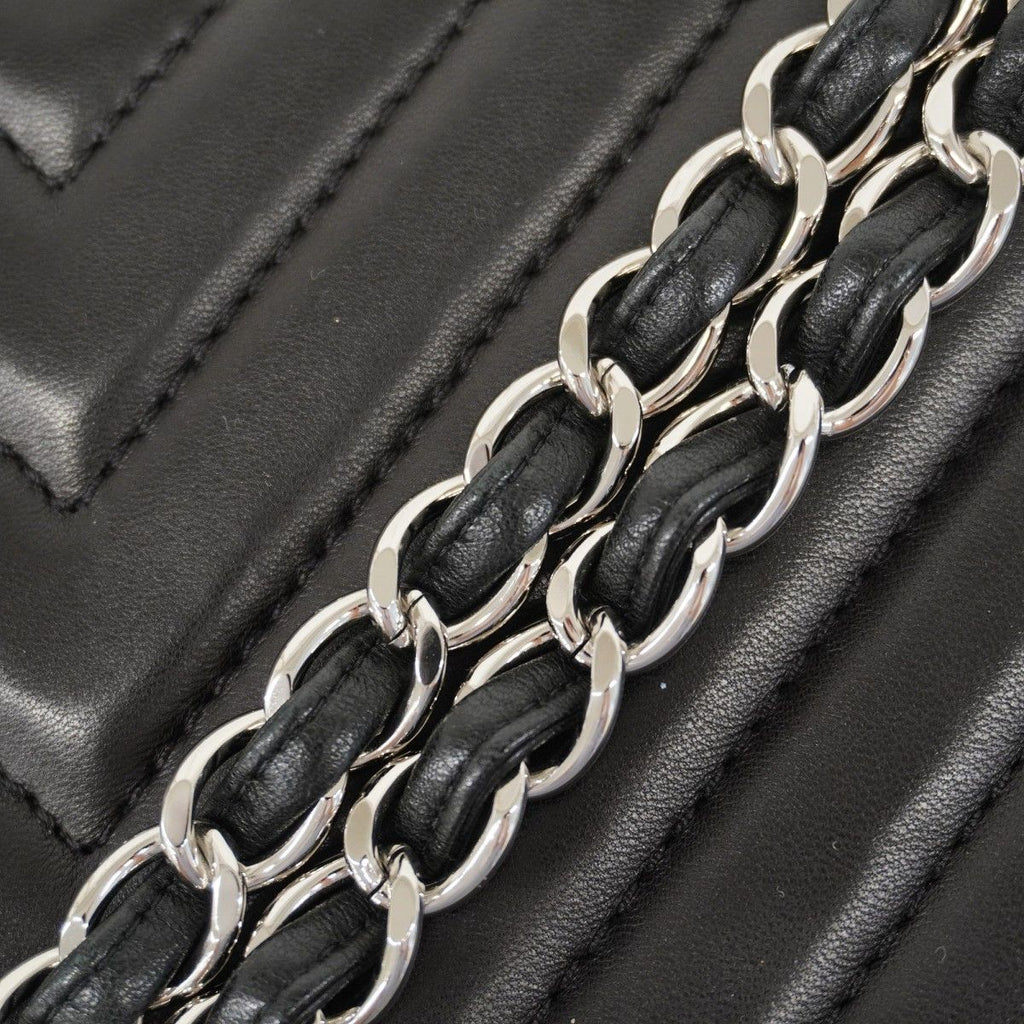 Chanel Shoulder Bag Chez Blanc Lambskin Black Silver — view 9