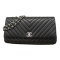 Chanel Shoulder Bag Chez Blanc Lambskin Black Silver