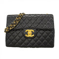 Chanel Shoulder Bag Deca Quilted Lambskin Black Gold
