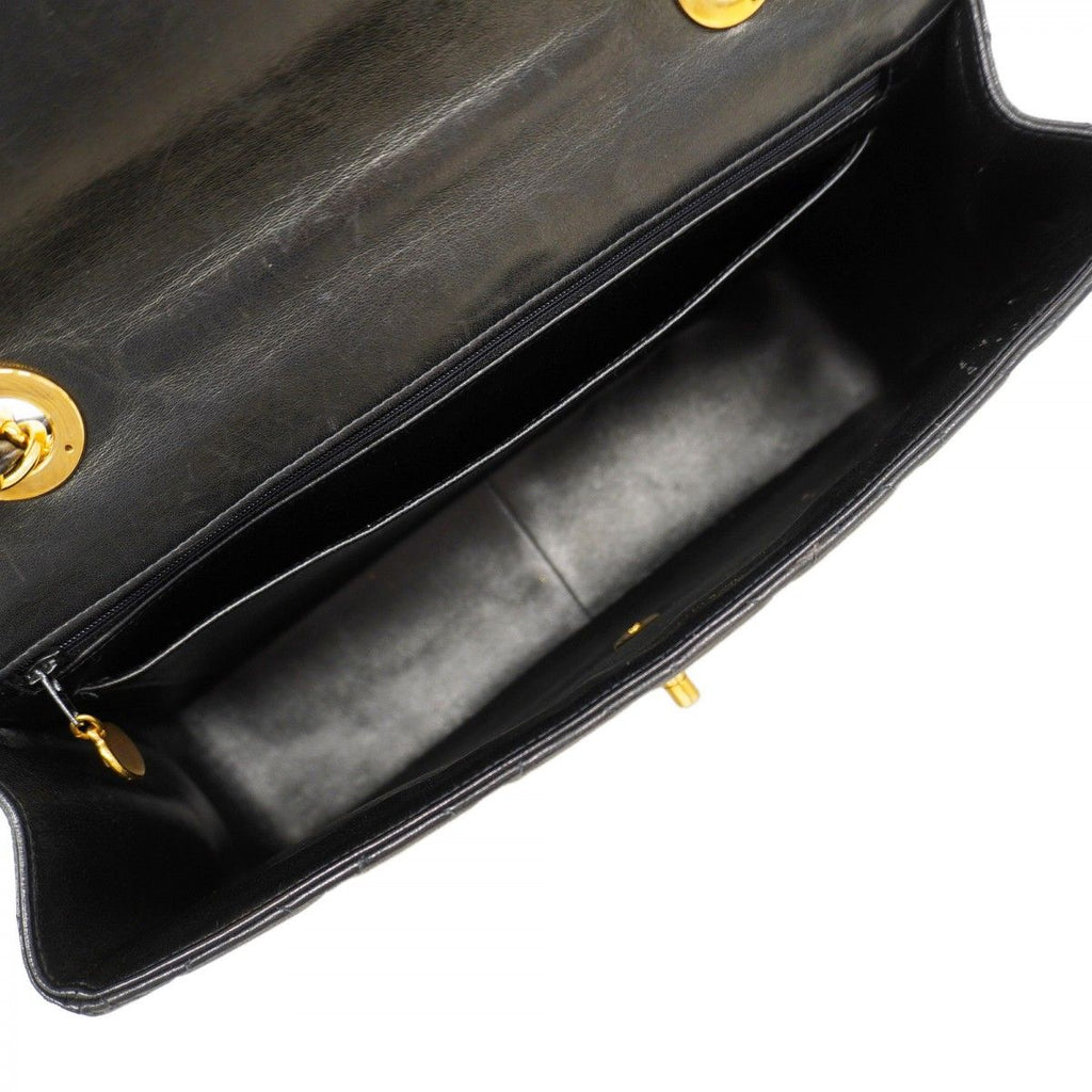 Chanel Shoulder Bag Deca Quilted Lambskin Black Gold — view 4