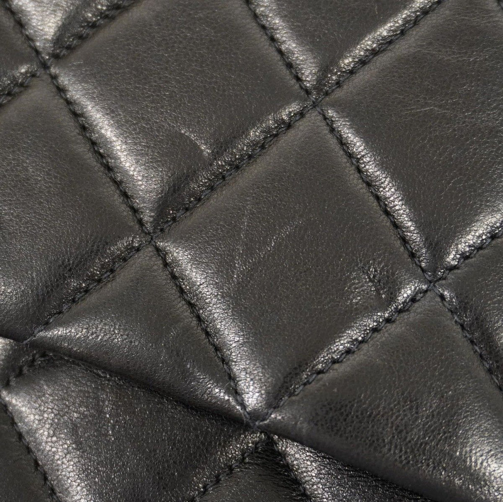 Chanel Shoulder Bag Deca Quilted Lambskin Black Gold — view 8