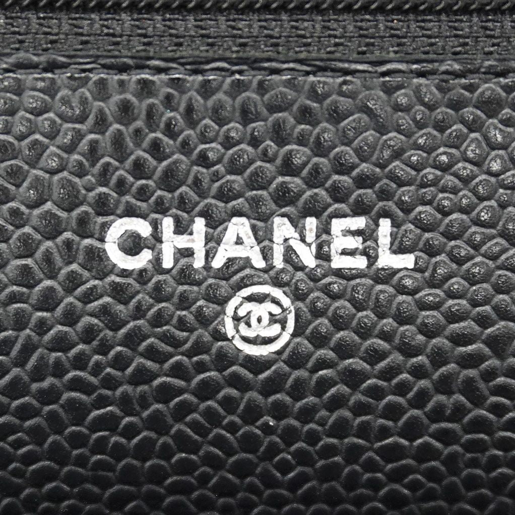 Chanel Shoulder Wallet Quilted Caviar Leather Black Silver — view 5