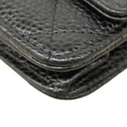 Chanel Shoulder Wallet Quilted Caviar Leather Black Silver — view 9