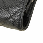 Chanel Shoulder Wallet Quilted Caviar Leather Black Silver — view 6