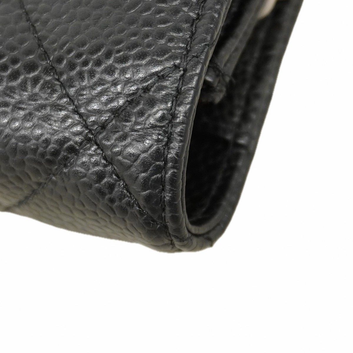 Chanel Shoulder Wallet Quilted Caviar Leather Black Silver — view 6