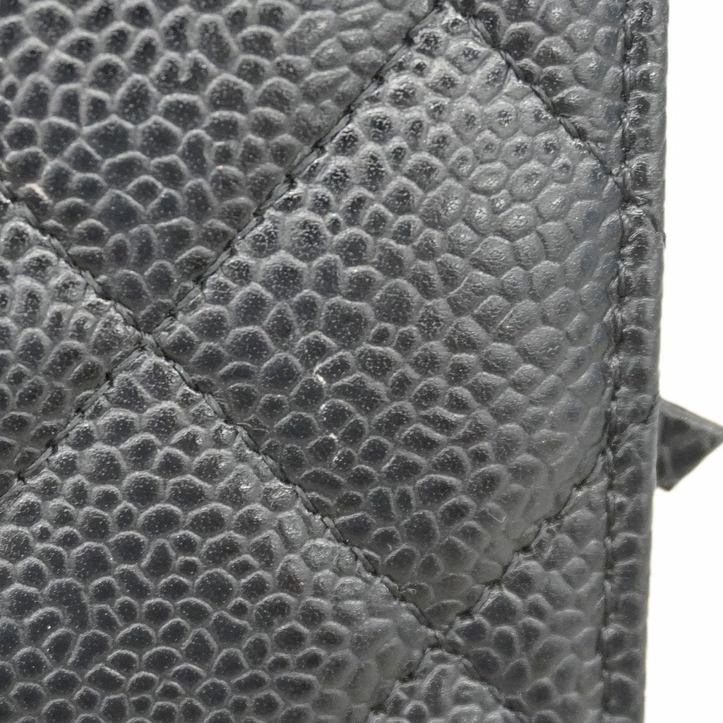 Chanel Shoulder Wallet Quilted Caviar Leather Black Silver — view 7