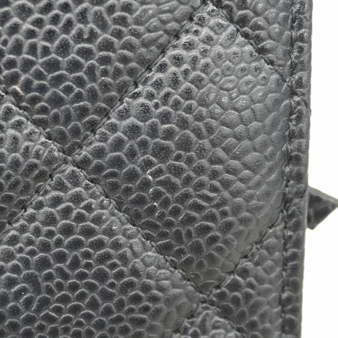 Chanel Shoulder Wallet Quilted Caviar Leather Black Silver — view 7