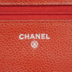 Chanel Shoulder Wallet Quilted Caviar Leather Red Silver — view 4