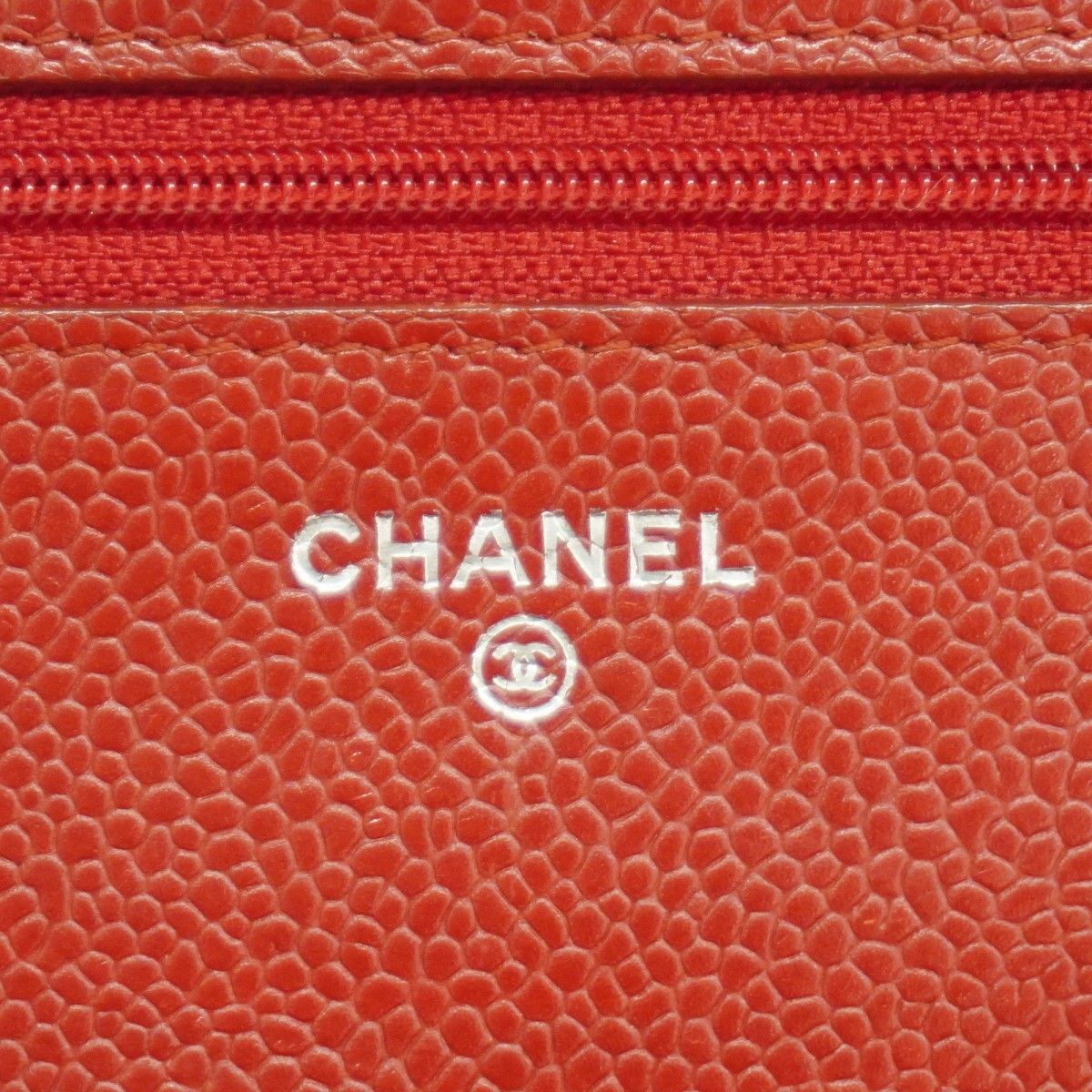 Chanel Shoulder Wallet Quilted Caviar Leather Red Silver — view 4