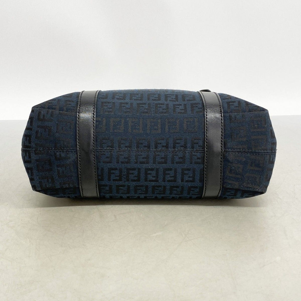 Fendi Handbag Zucchino Nylon Canvas Navy Black Gold — view 3