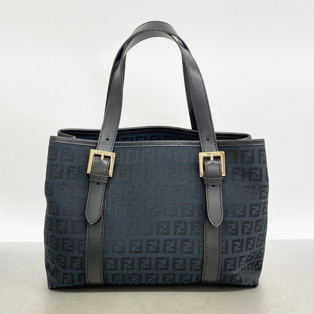 Fendi Handbag Zucchino Nylon Canvas Navy Black Gold — view 9