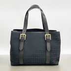 Fendi Handbag Zucchino Nylon Canvas Navy Black Gold — view 9