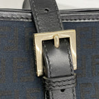 Fendi Handbag Zucchino Nylon Canvas Navy Black Gold — view 7