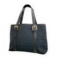 Fendi Handbag Zucchino Nylon Canvas Navy Black Gold