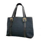 Fendi Handbag Zucchino Nylon Canvas Navy Black Gold