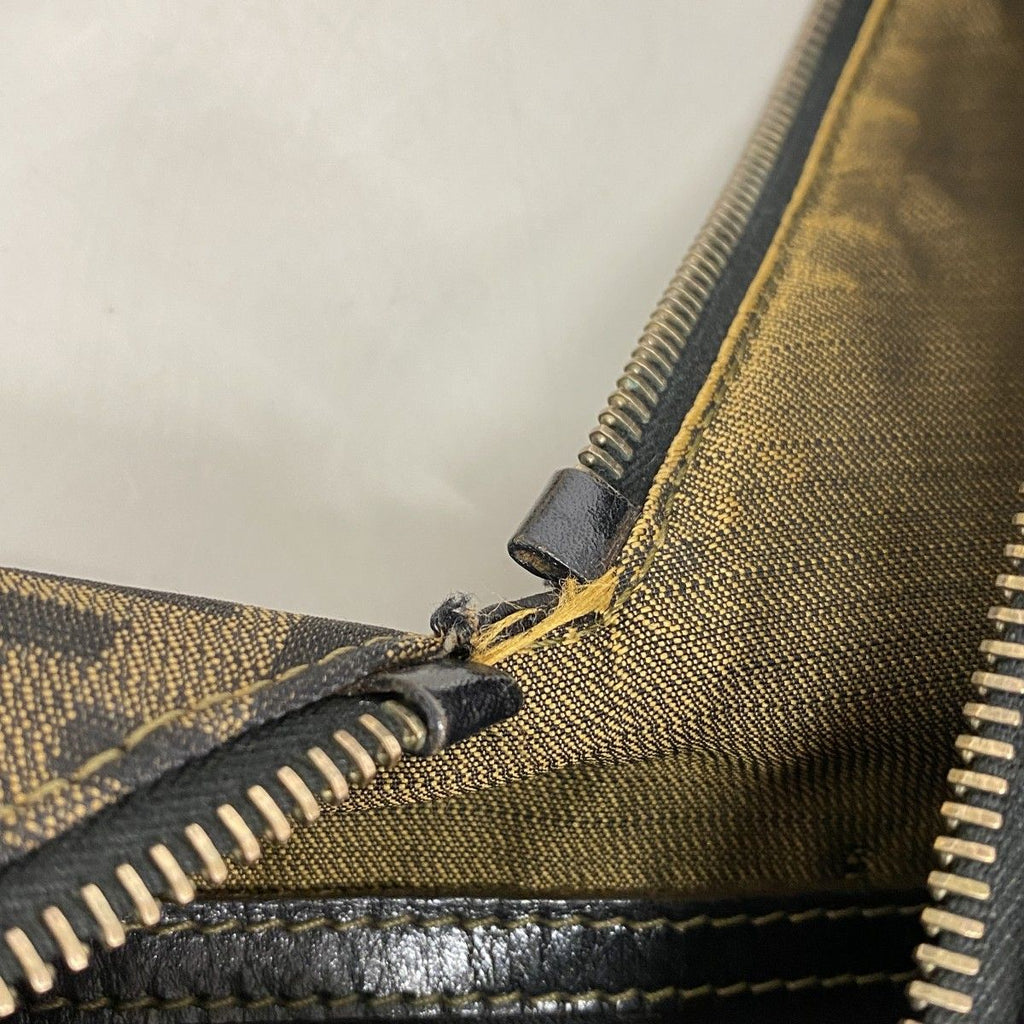 Fendi Shoulder Bag Zucca Nylon Canvas Brown Gold — view 6