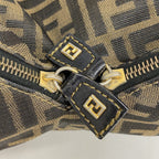 Fendi Shoulder Bag Zucca Nylon Canvas Brown Gold — view 8