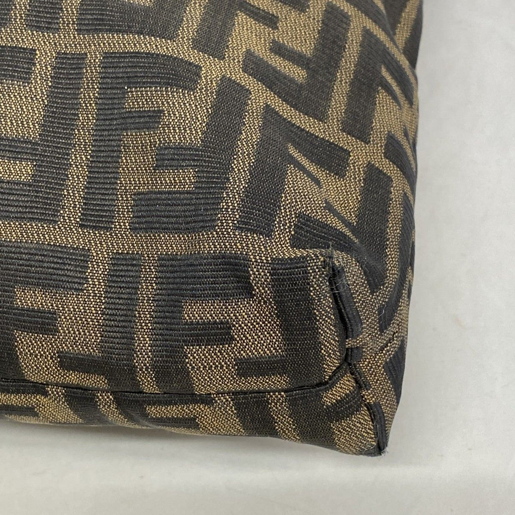 Fendi Shoulder Bag Zucca Nylon Canvas Brown Gold — view 7