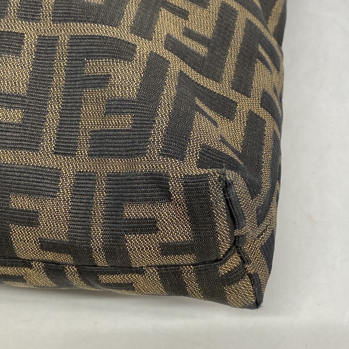 Fendi Shoulder Bag Zucca Nylon Canvas Brown Gold — view 7