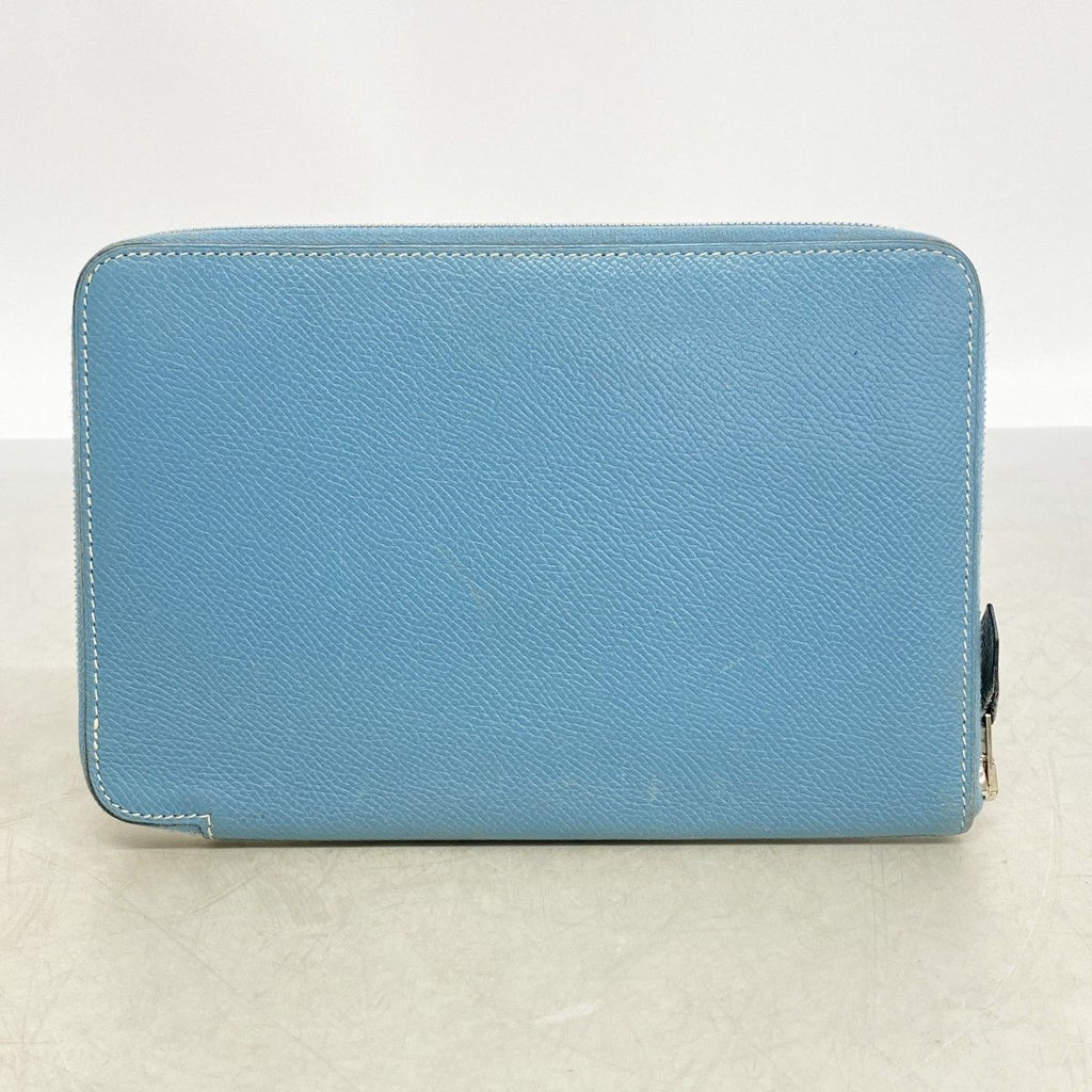 Hermes Wallet Azap Combine Veau Epsom Blue Jean Silver — view 9