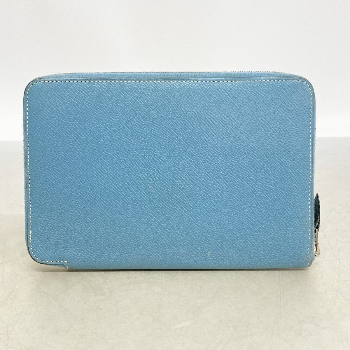 Hermes Wallet Azap Combine Veau Epsom Blue Jean Silver — view 9