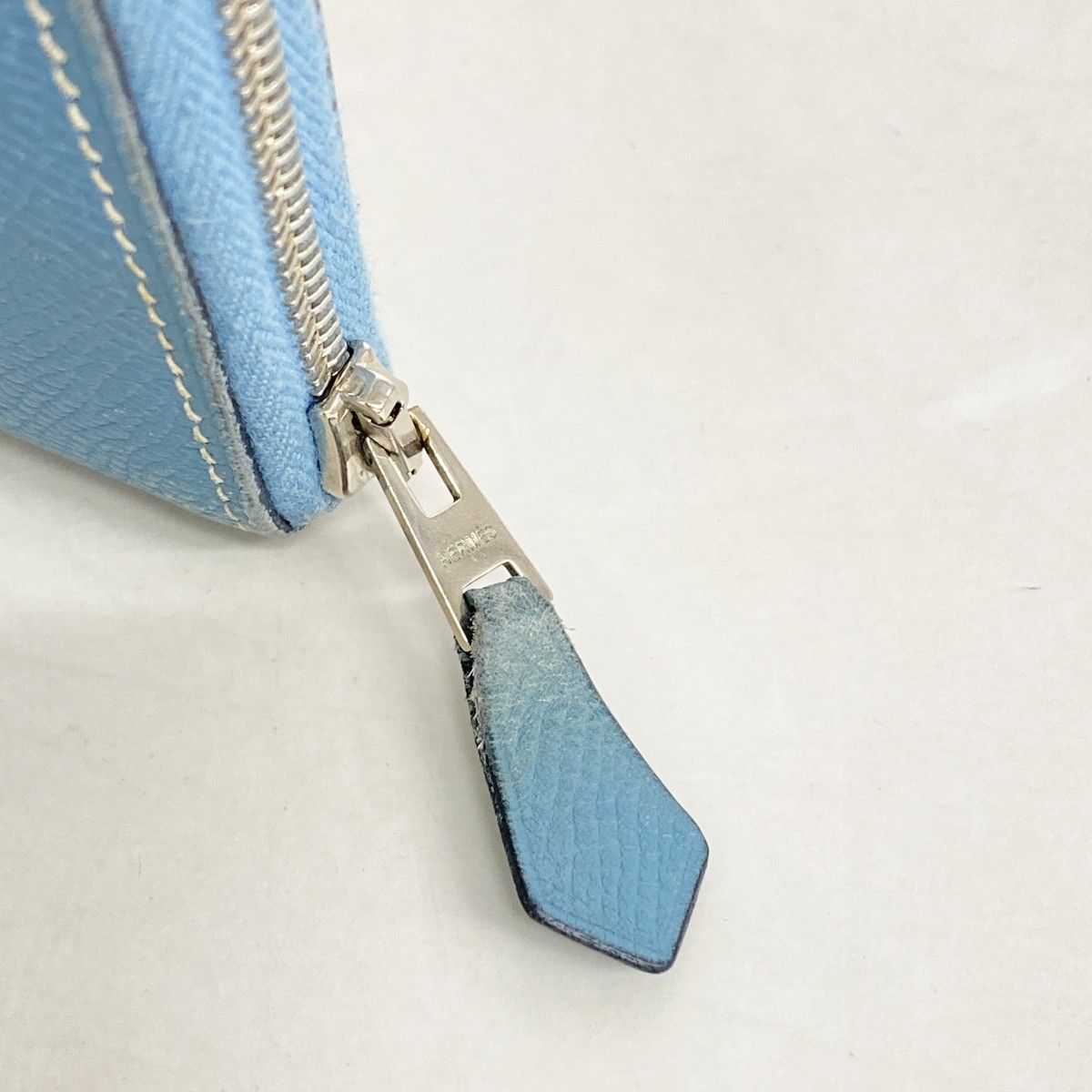 Hermes Wallet Azap Combine Veau Epsom Blue Jean Silver — view 5
