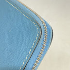 Hermes Wallet Azap Combine Veau Epsom Blue Jean Silver — view 7