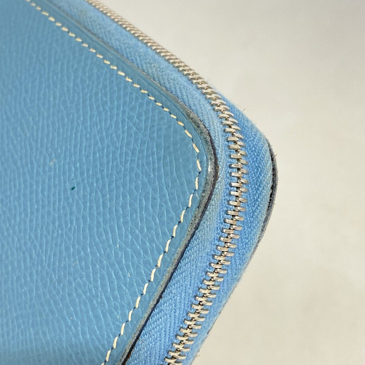 Hermes Wallet Azap Combine Veau Epsom Blue Jean Silver — view 7