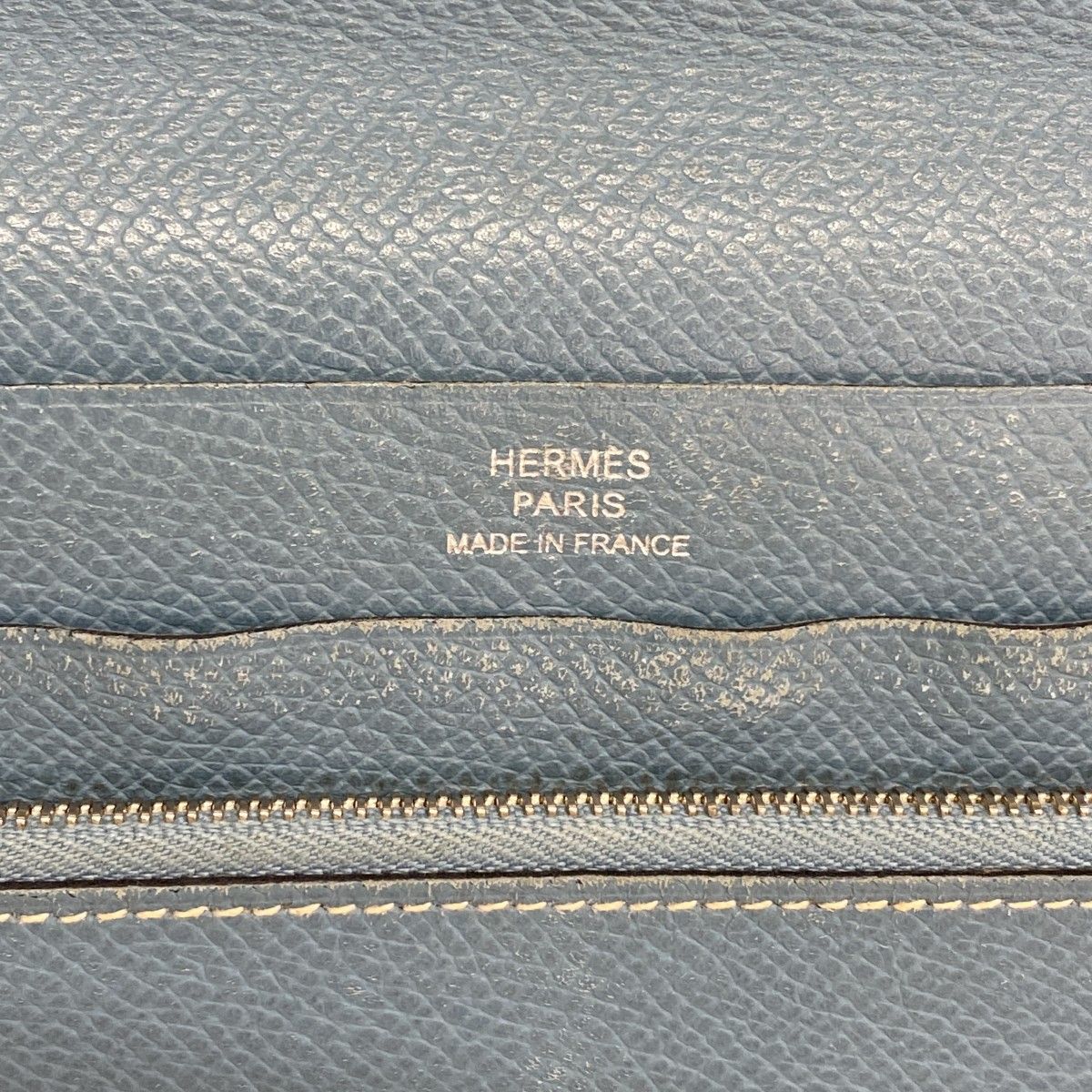 Hermes Wallet Azap Combine Veau Epsom Blue Jean Silver — view 4