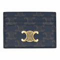 Celine Card Holder Case Brown Gold Triomphe Canvas