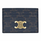 Celine Card Holder Case Brown Gold Triomphe Canvas