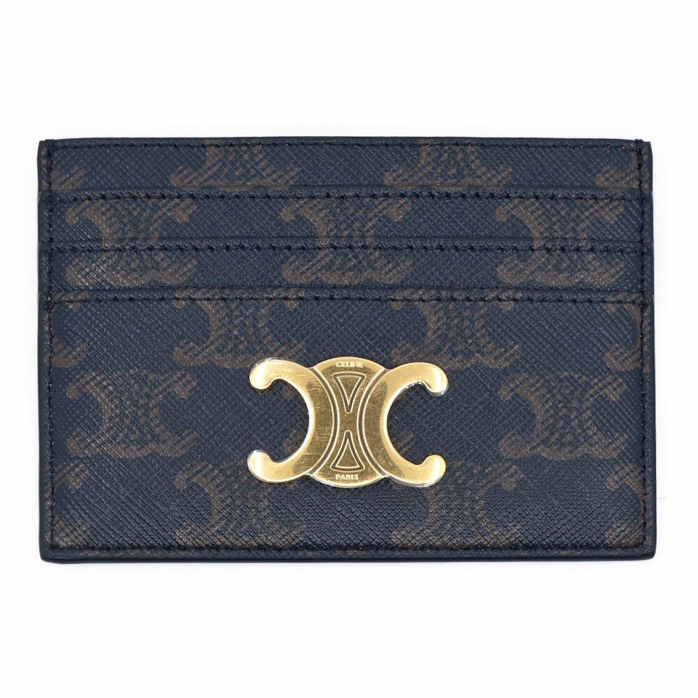 Celine Card Holder Case Brown Gold Triomphe Canvas