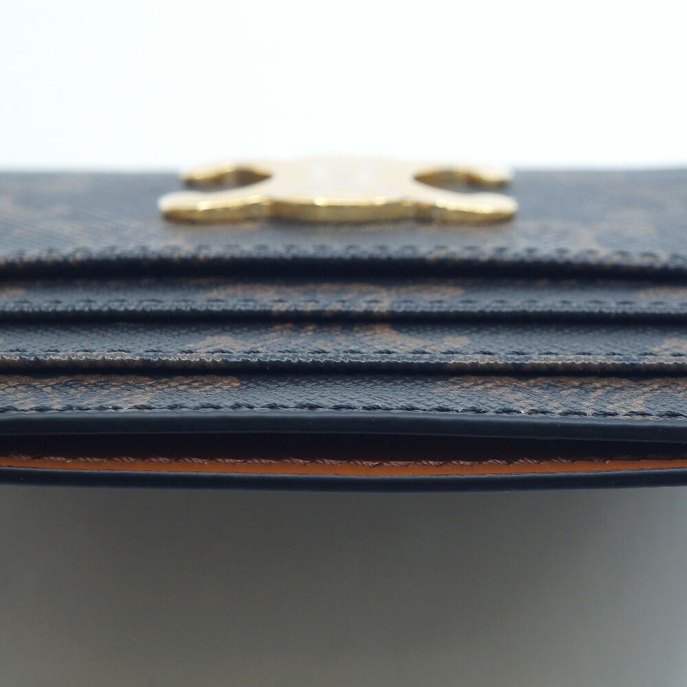 Celine Card Holder Case Brown Gold Triomphe Canvas — view 6