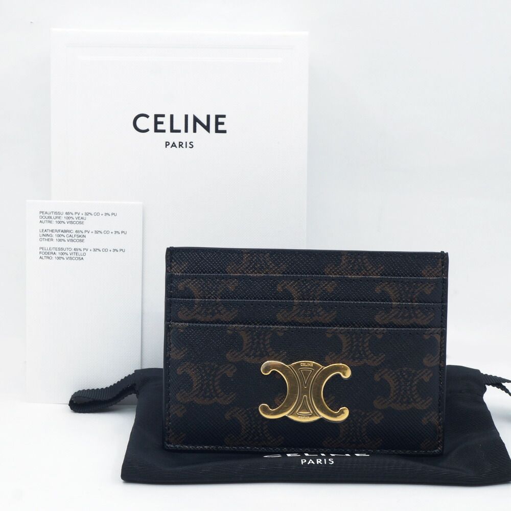 Celine Card Holder Case Brown Gold Triomphe Canvas — view 9