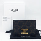 Celine Card Holder Case Brown Gold Triomphe Canvas — view 9
