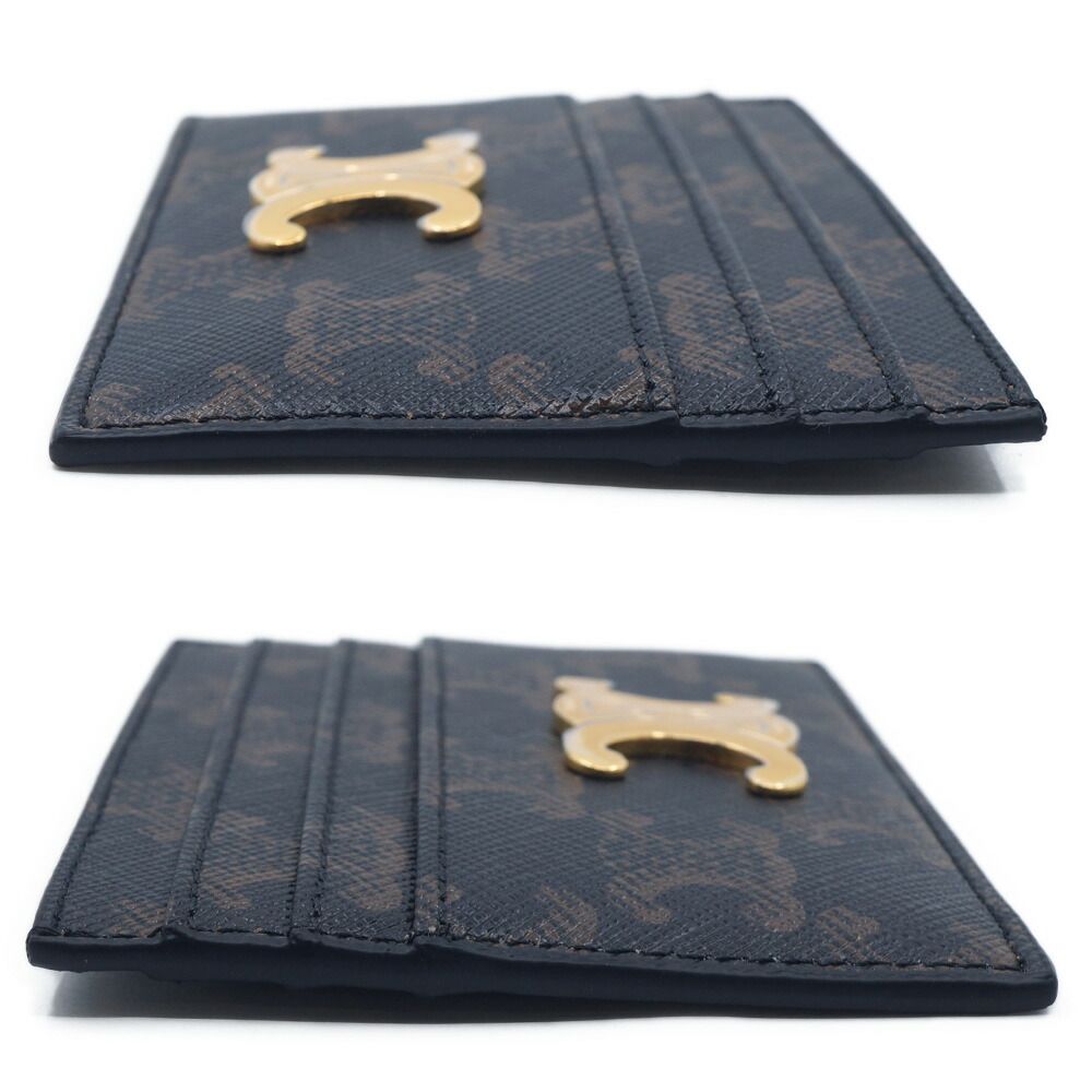 Celine Card Holder Case Brown Gold Triomphe Canvas — view 4