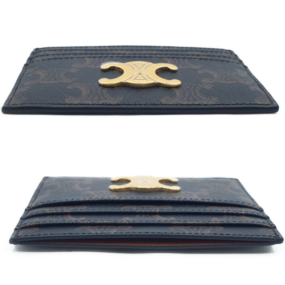 Celine Card Holder Case Brown Gold Triomphe Canvas — view 3
