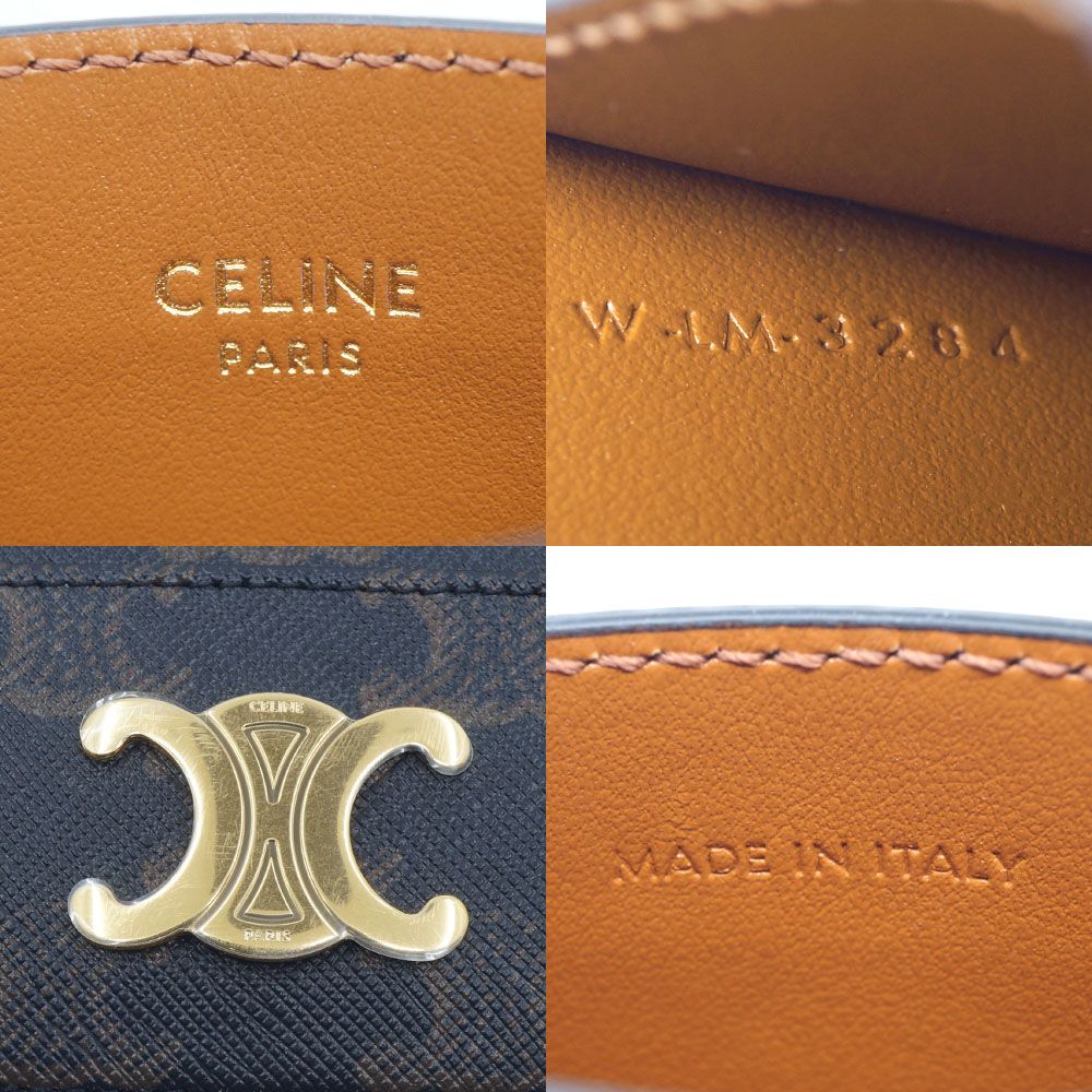 Celine Card Holder Case Brown Gold Triomphe Canvas — view 8
